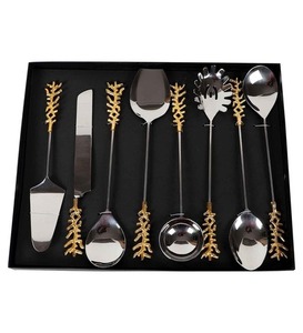 Juego de cucharas de servidor de ensalada de acero inoxidable, manualidades con mango elegante para regalo de boda, juego de 6 piezas - Product Image 4