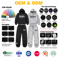 Survêtement personnalisé imprimé, effet délavé, coupe ample, style streetwear, fabricant de survêtements surdimensionnés pour hommes