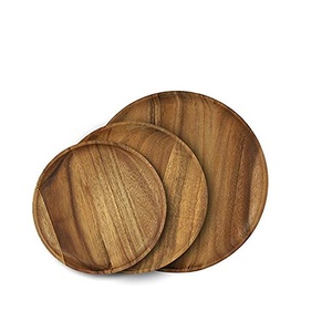 Assiettes en bois d'acacia modernes, nettoyage facile, assiettes rondes, assiettes en bois, fabrication indienne - Product Image 2