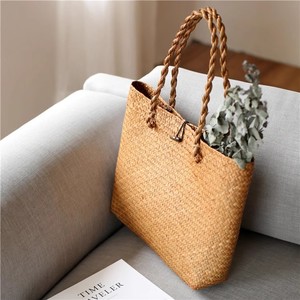 Vente chaude meilleur prix sacs de mode pour femmes tailles personnalisables sacs fourre-tout en jonc de mer de couleur naturelle pour dames et filles - Product Image 3