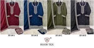 El último diseñador de ropa de fiesta, traje bordado de Chinon puro, ropa tradicional india, bordado de Chinon, parte superior e inferior con Dupatta - Product Image 5