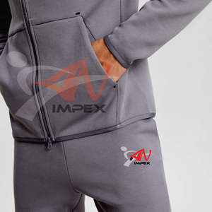 Survêtement de gym de haute qualité avec logo imprimé personnalisé pour hommes Survêtement à capuche avec fermeture éclair Matériau polaire flexible - Product Image 3