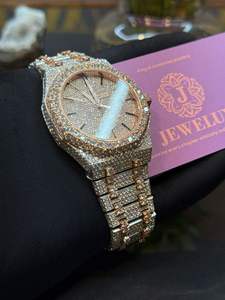 Gran oferta, reloj de pulsera de lujo para hombre, Cuarzo con diamantes de moissanita redondos VVS mejorados con tono de diamante dorado, exportación superior - Product Image 5