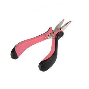 Pinzas para Extensiones de Cabello de Acero Inoxidable con Mango Rosa y Negro, Herramienta para Remover Anillos de Queratina y Extensiones de Cabello - Product Image 1