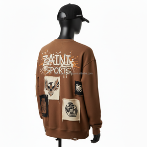 Sweat-shirt pour femme en coton, tissu tendance, panneaux de patchwork, logo brodé personnalisé, style streetwear, sweat-shirts respirants pour femme - Product Image 5