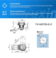 Serrure à came à quart de tour en alliage de zinc à cylindre fendu YX-MS705-E-2 pour armoire industrielle et équipement de distribution, avec clés, noir/argent