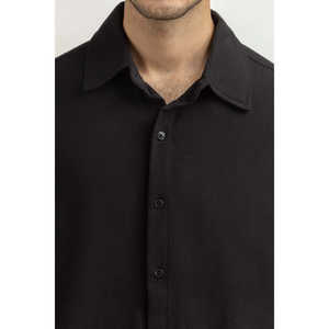 Tissu tricoté 100 % polyester pour polo, anti-plis, broderie foncée, motif uni, grande taille, coupe classique MN-PSH-SS25-130 - Product Image 1