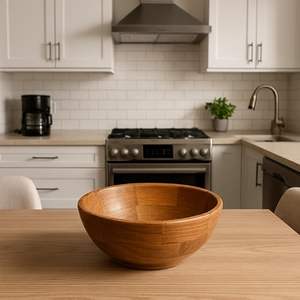 Bol de service rond en bois pour hôtel – Designs populaires à prix abordable - Product Image 1