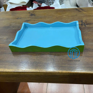 Plateau de service en MDF laqué, fabrication artisanale vietnamienne, plateau rouge à festons de haute qualité, fabrication artisanale, OEM/ODM disponible - Product Image 2
