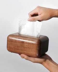 Boîte à mouchoirs en bois avec motif floral poli pour la maison, le bureau, grain de bois naturel, organisateur de bureau décoratif, personnalisable - Product Image 2