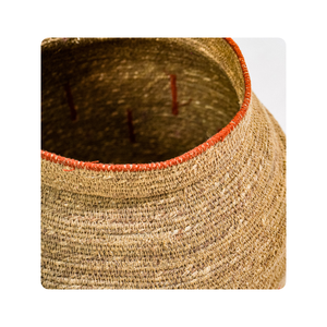 Cesta de algas marinas trenzadas decorativas Cubo de almacenamiento tejido a mano de fibra natural redonda para uso en la sala de estar y organización del hogar - Product Image 5