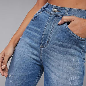 Pantalones vaqueros de Mujer Nuevos y elegantes pantalones vaqueros de algodón Pantalones vaqueros rasgados Levantamiento de glúteos Pantalones vaqueros de Mujer calientes Logotipo personalizado - Product Image 5