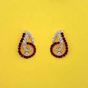 Kriaa Trendy Maroon Austrian Stone Stud <b>Earrings</b> <b>Gold</b> Plated with <b>Heart</b> Butterfly Shape Princess Cut Diamond Rose <b>Gold</b>-1313843D - Product Image 1