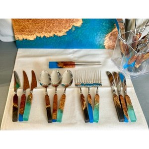 Ensemble de couverts luxueux en résine en acier inoxydable poli miroir parfait pour les événements de mariage à manger utilisation supérieure - Product Image 1