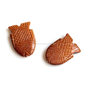 Pierres précieuses en forme de poisson en pierre de soleil brillante, pierres de soleil, perles en vrac pour la fabrication de bijoux, breloques sculptées à la main, 30 mm, en provenance d'Inde - Product Image 2