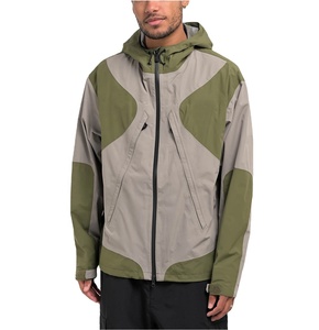 Veste coupe-vent pour homme avec logo personnalisé, grande taille, toile, style urbain, camping, chasse, fermeture éclair, imperméable, couleur contrastée, capuche - Product Image 1
