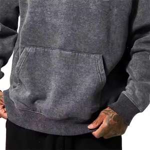 Streetwear de haute qualité sweat à capuche personnalisé polaire vierge fermeture éclair Vintage Double couche lavage à l'acide soleil délavé poches en détresse sweats à capuche - Product Image 5