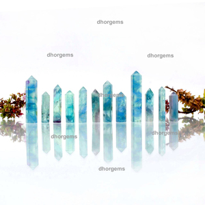 Pointes de cristal de fluorite bleue, tour de quartz naturel à double terminaison |   Pierres précieuses polies, pierres de guérison, cristaux de Reiki en vrac - Product Image 3