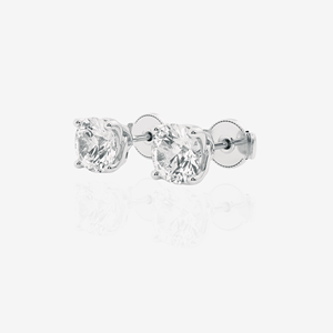 Certified Round Cut Moissanite Diamond <b>Stud</b> <b>Earrings</b> Twisted Design in Sterling Silver - Product Image 4