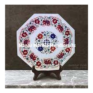 Assiettes d'incrustation de marbre d'aspect moderne classique traditionnel de maison nacre Floral Love Premium Design fait à la main hôtel cuisine nourriture - Product Image 1