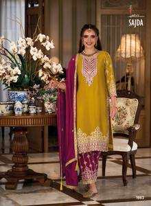 Dernier concepteur de Fab Zone Georgette soie broderie séquence travail Salwar costume haute qualité lourd ethnique Style pakistanais fêtes - Product Image 2