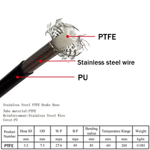 Tuyau <span class=keywords><strong>de</strong></span> frein noir AN3 en PTFE avec raccords en acier inoxydable femelle 3/8-24 90 °   Tuyau d'huile d'embrayage universel pour motos <span class=keywords><strong>de</strong></span> <span class=keywords><strong>course</strong></span>, avant et arrière - Product Image 6