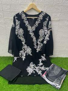 Diseñador tradicional pakistaní indio ropa nueva llegada trabajo a mano Kurti pantalón Dupatta Salwar gharara traje Georgette bordado - Product Image 3