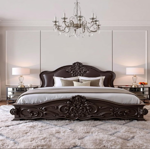 Lit à baldaquin en rotin et bois sculpté exotique, design tropical avec des détails complexes, idéal pour les chambres élégantes. Au prix de gros - Product Image 4