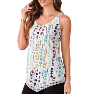 Camisetas sin mangas de diseño casual OEM con técnica de sublimación lavada, de buena calidad, hechas a medida, para mujer, transpirables, para verano. - Product Image 3