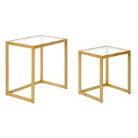 Benutzer definiertes Logo Runde Zeitgenössische Seite Akzent Tisch Golden Hochwertige Klarglas platte Eisen rahmen Couch tische für modernes Zuhause