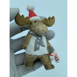 YEEYAYA figurina di buon natale fatta a mano alce cervo alce scultura in legno intaglio cervo oggetti da collezione e giocattoli - Product Image 6