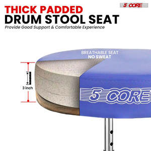 5 Core Drum Throne 3 Thick Padded Memory Foam Comfortable Drummer <b>Stool</b> 200Lb Capacity Adjustable - Product Image 3