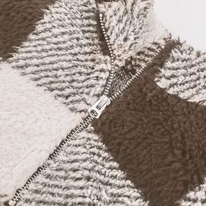 Sudadera de piel sintética de alta calidad para mujer, sudadera peluda con media cremallera, jersey de Sherpa corto de lana cálida, sudadera informal de invierno, diseño propio - Product Image 5