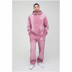 Chándal con capucha lavado con detalle de costura cuadrada de algodón 100% de gran tamaño con estampado Digital teñido liso de Technics bordado para invierno - Product Image 6