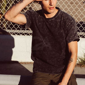 Camiseta de lavado ácido para hombre de talla grande, camisetas personalizadas de algodón, camiseta de lavado ácido al por mayor en blanco liso - Product Image 5