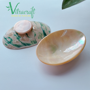 Mini assiette en coquille de nacre naturelle produits faits à la main du Vietnam assiette à épices assiette décorative taille cadeau Unique 6-7cm - Product Image 3