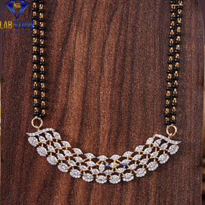 2.542 TDW Diamant rond et taille marquise Mangalsutra en or jaune par Labstone/Mangalsutra féminin/Couleur EF-VS - Product Image 3