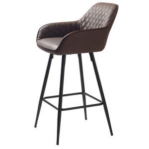 Taburete de Bar con Marco Metálico de Forma Cuadrada para Uso en Bares, para Decoración de Salas de Estar, Villas y Hogares, Taburete de Bar con Asiento de Madera - Product Image 2