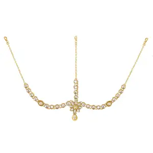 Indian Bridal Jewellery Supplier Crystal Kundan Traditional Head Chain Mangtikka Indian Wholesaler Jewelry Set For Women