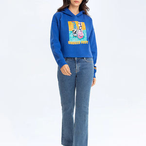 2025 Sweat à capuche personnalisé Premium pour femmes New Top Sale Casual Wear avec logo personnalisé en couleur bleue - Product Image 4