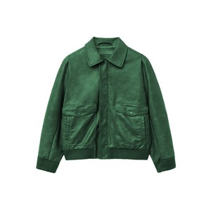 Premium Men's <b>Winter</b> <b>Jacket</b> High Quality Thick <b>Leather</b> Stand Collar Embroidered Crocheted Weaving Technics OEM Service Available - Product Image 2