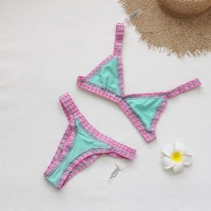 2026 New Double-Sided Sexy Bikini <b>Set</b> Women <b>Two</b>-<b>Piece</b> Color Block Swimwear European American Style Quick-Dry Chiffon - Product Image 3