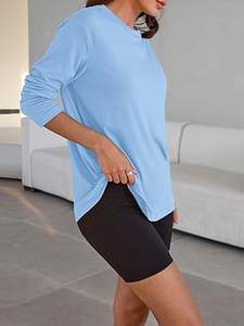 Camiseta de Franela con Cuello Redondo, Estilo Hip Hop, Holgada, de Manga Larga, Gruesa, para Invierno, Personalizable al por Mayor - Product Image 4