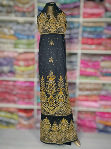 High Quality Eco-Friendly Mesh <b>Fabric</b> Nigerian Handwork Floral Design Premium Look Wedding & Evening Partywear Dress - Product Image 6