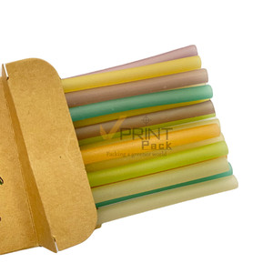 Pajitas ecológicas biodegradables y compostables de arroz de 10.25 pulgadas para bebidas, paquete de 100 unidades, en cajas rígidas de cartón Kraft para leche, envueltas individualmente. - Product Image 6