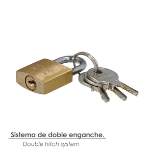 Lucchetto in ottone, catena standard, 20 mm. Confezione blister da 1 pezzo. Resistente - Product Image 4
