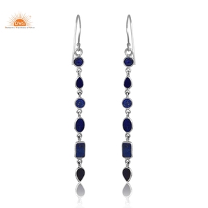 Best Quality 925 Sterling Silver Natural Lapis Gemstone <b>Dangle</b> <b>Earring</b> Custom Jewelry For Women Gift For Her - Product Image 4