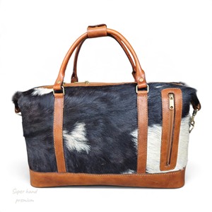 Bolsa de Viaje de Cuero Vacuno, Estilo Casual, Portátil, con Cierre, Tipo Tote, Gran Capacidad, para Actividades al Aire Libre - Product Image 1
