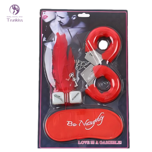 Haute qualité BDSM jouets sexuels menottes <span class=keywords><strong>en</strong></span> peluche bandeau dés dés plume quatre pièces ensemble Couples flirtant dispositif de Bondage - Product Image 5