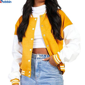 Chaqueta Universitaria para Mujer de Alta Calidad, Personalizable, Estilo Béisbol, Tejido de Lana Ecológica y Algodón, Disponible para Fabricación OEM, Corte Regular - Product Image 5